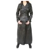 Women Gothic Long Black Leather Coat Double Breasted Trench Coat Motorbike Coat